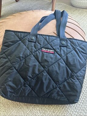 Polo by Ralph Lauren Black Quilted Tote with Sport Logo